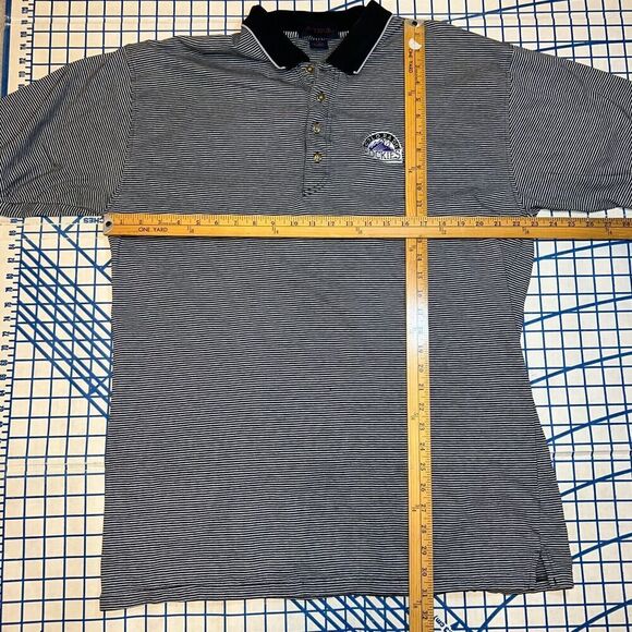 Colorado Rockies Striped Polo Shirt Size XL Antigua Short Sleeve Chest Logo - Picture 6 of 6